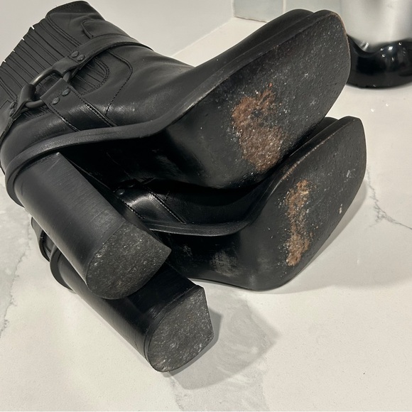 Diesel Black Gold Square-Toe Heeled Harness Ankle Boots - Picture 14 of 16